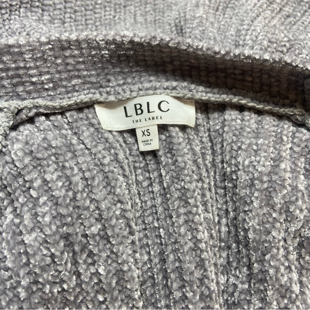 LBLC the Label Heather Light Gray Sherry Cardigan Chenille Sweater XS Duster - Picture 11 of 13